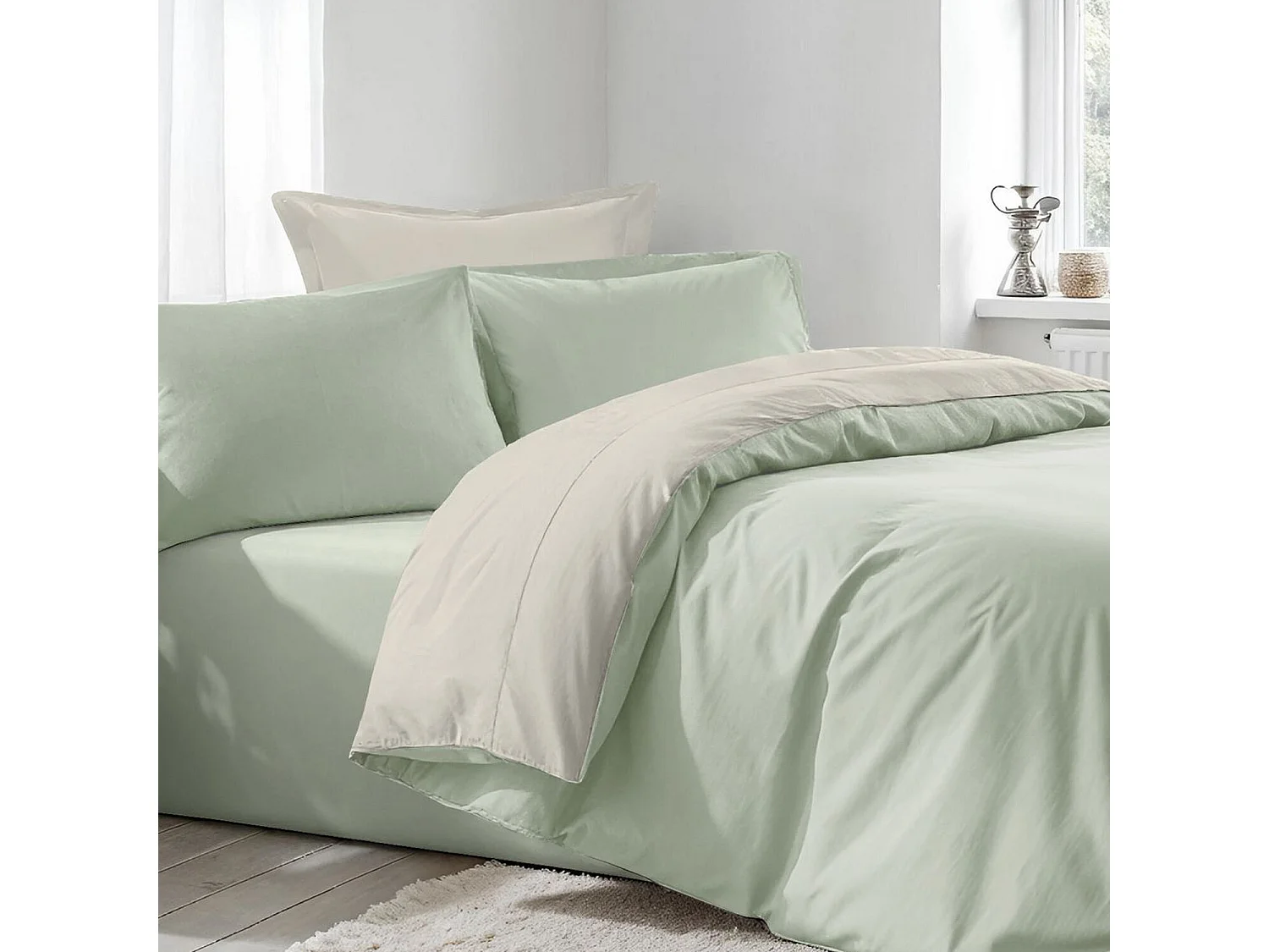 Parure housse de couette Light Coton bicolore Vert