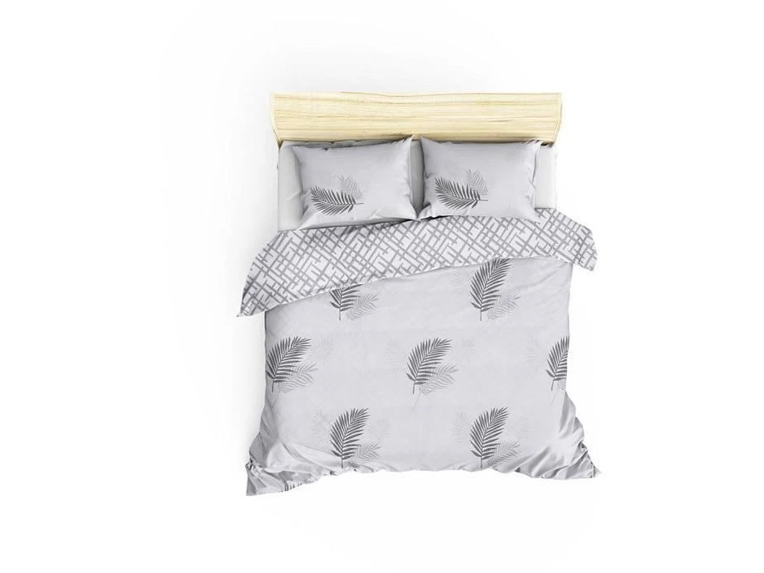 Parure de lit - housse de couette 220 x 240 + 2 taies d'oreiller 60 x 60, 65% coton- Gris