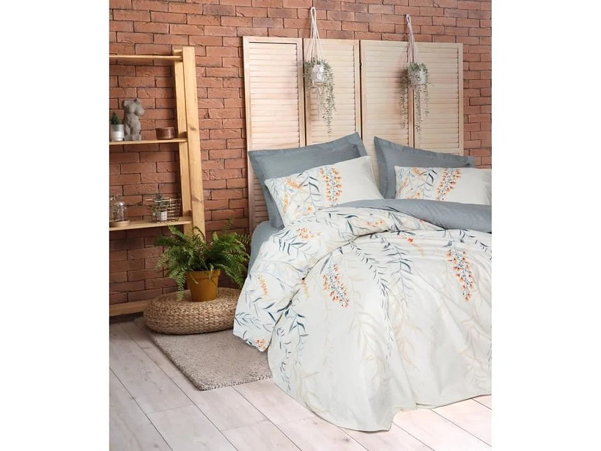 Parure de couette 220 x 240 cm en coton renforcé 100% - Indigo, 2 taies 60 x 60 cm