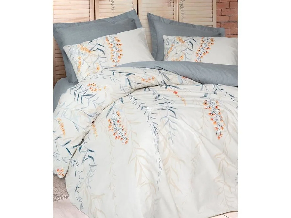 Parure de couette 220 x 240 cm en coton renforcé 100% - Indigo, 2 taies 60 x 60 cm