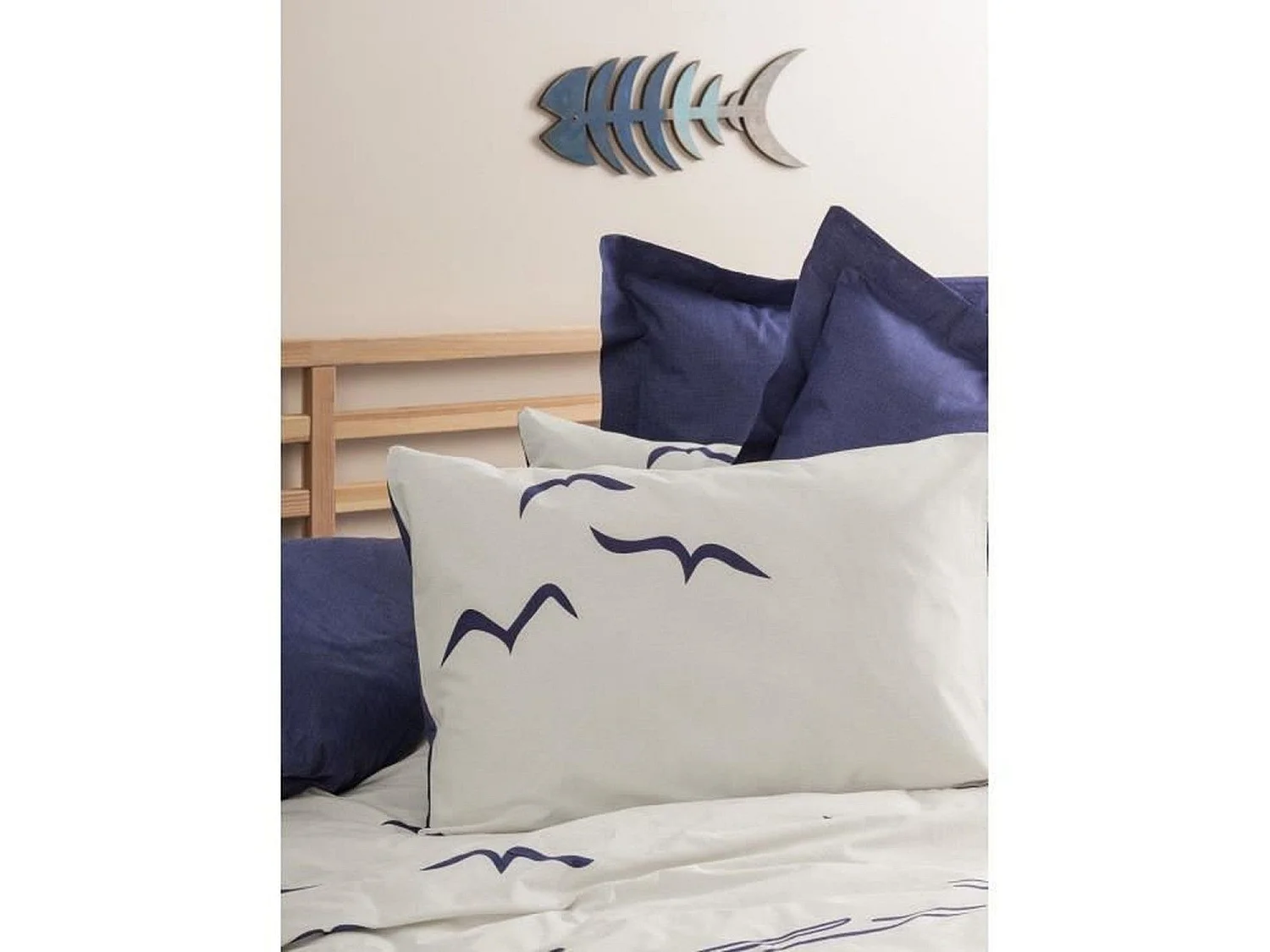 Parure de lit - housse de couette 220 x 240 + 2 taies d'oreiller 60 x 60 coton renforcé - Bleu