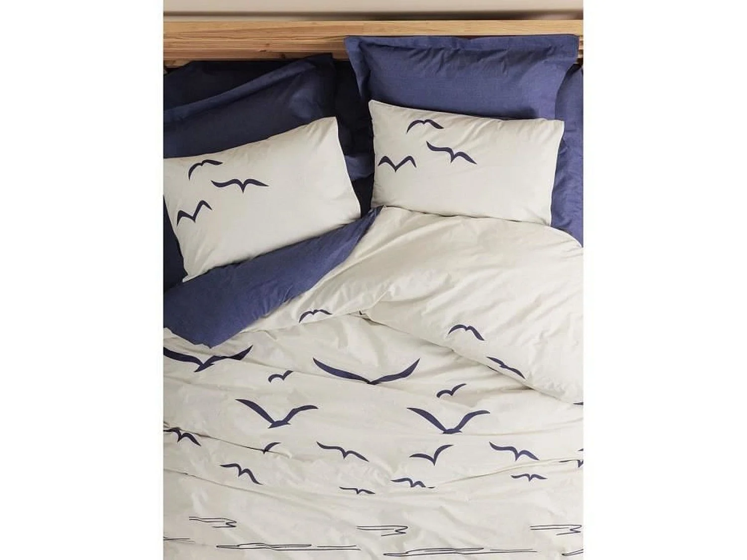 Parure de lit - housse de couette 220 x 240 + 2 taies d'oreiller 60 x 60 coton renforcé - Bleu