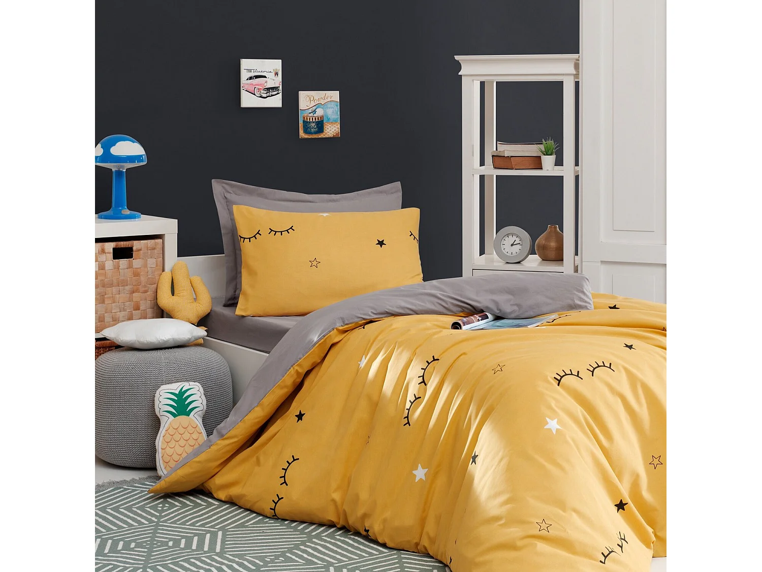 Parure de lit enfant "Dide" en satin de polycoton Imprimée