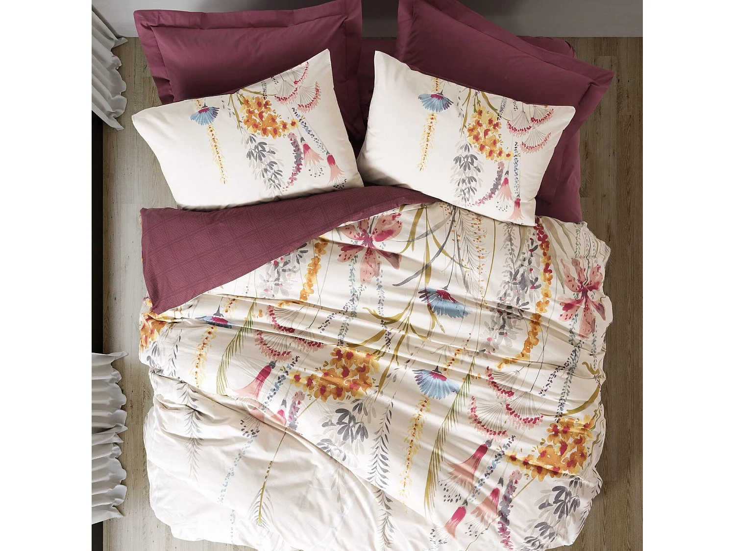 Parure housse de couette "Flos" 100% Coton Imprimée floral