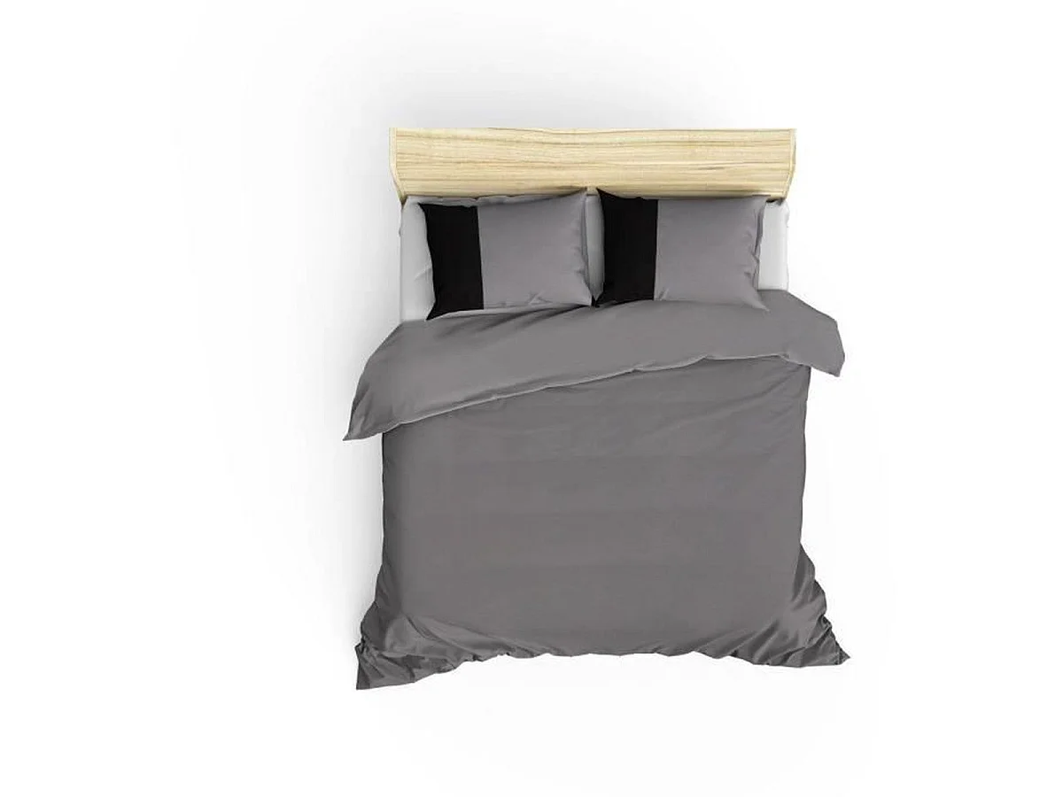 Parure de couette Ranforce 100% Coton King 220 x 240 cm avec 2 taies 60x60 cm – Gris