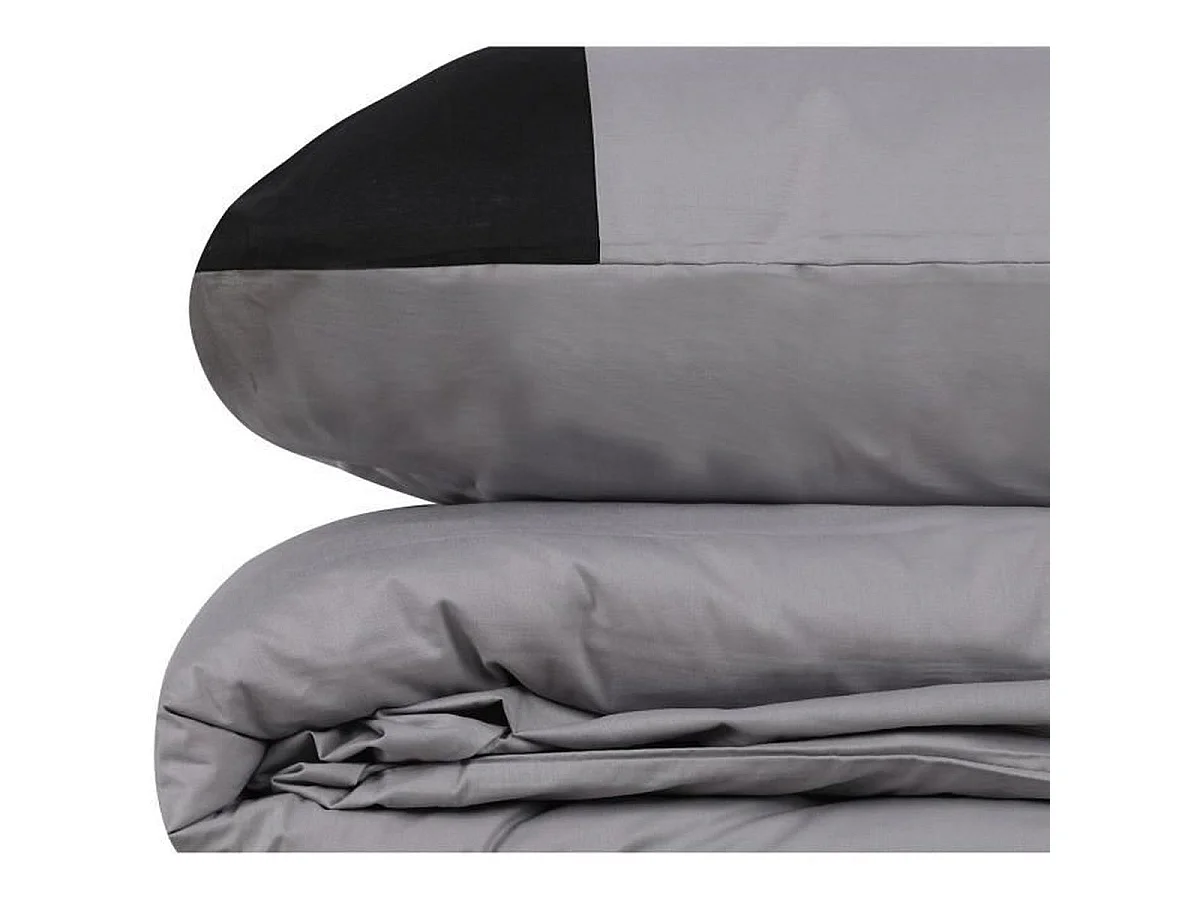 Parure de couette Ranforce 100% Coton King 220 x 240 cm avec 2 taies 60x60 cm – Gris