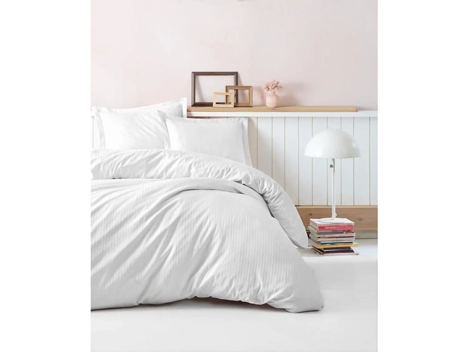 Parure de lit - housse de couette 220 x 240 + 2 taies d'oreiller 60 x 60 - Satiné coton - Blanc