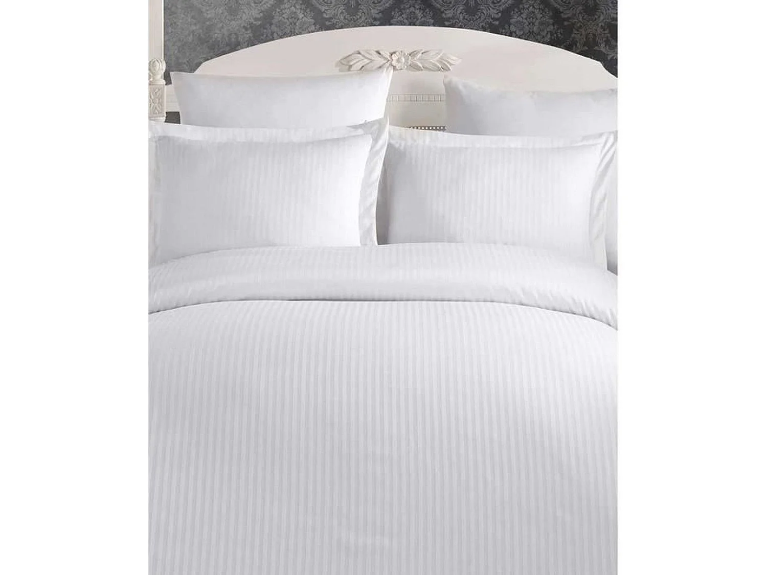 Parure de lit - housse de couette 220 x 240 + 2 taies d'oreiller 60 x 60 - Satiné coton - Blanc
