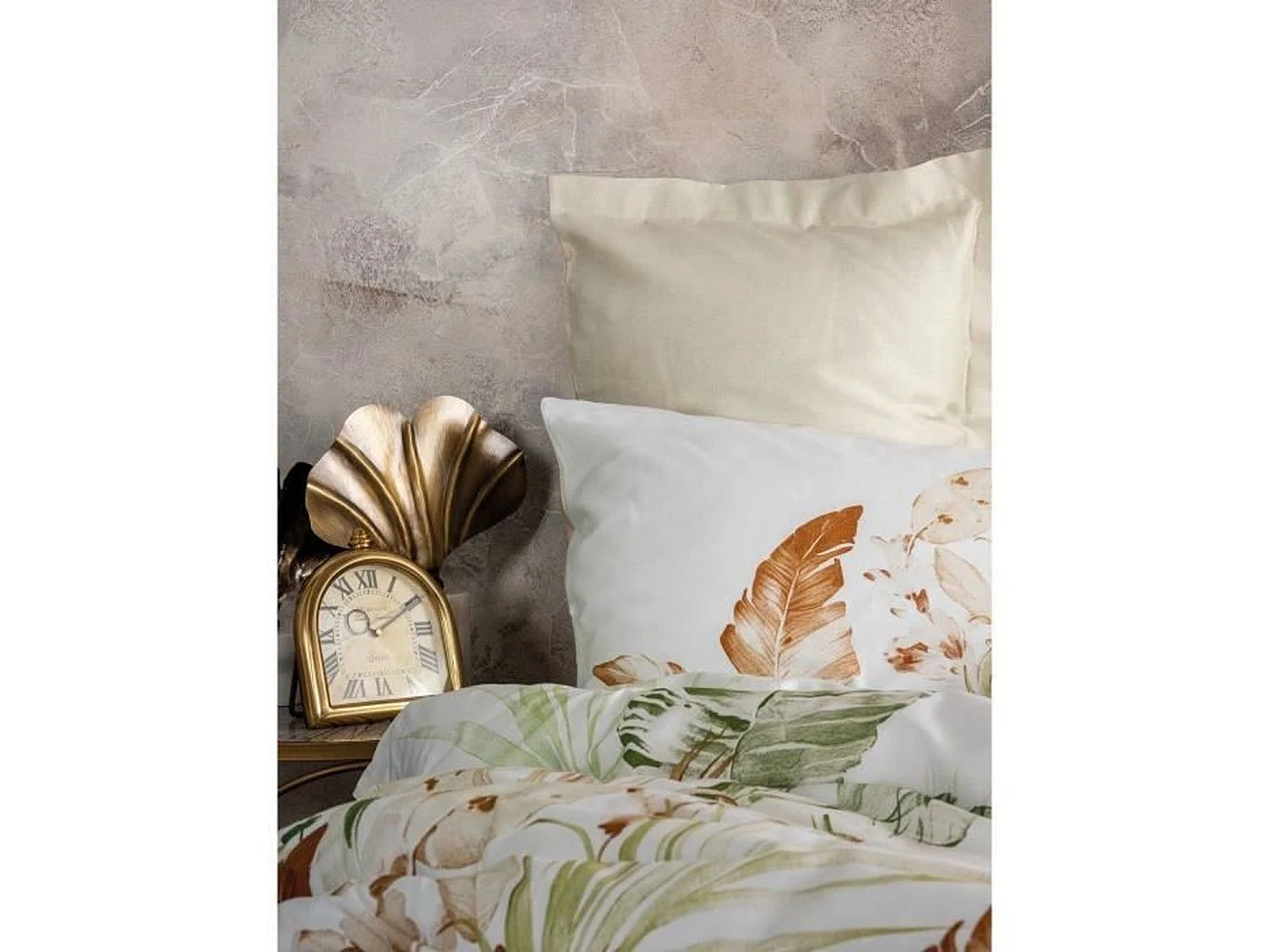 Parure de lit - housse de couette 220 x 240 + 2 taies d'oreiller 60 x 60 - Satiné coton - Beige