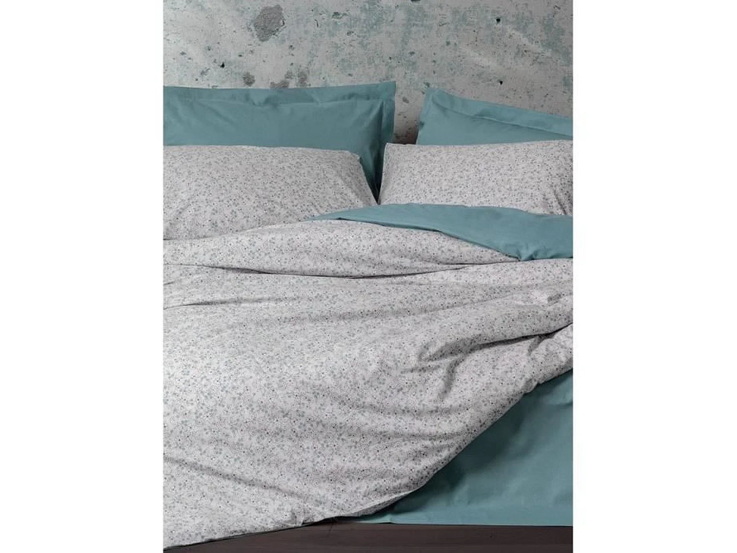 Parure de lit - housse de couette 220 x 240 + 2 taies d'oreiller 60 x 60 coton renforcé - Menthe