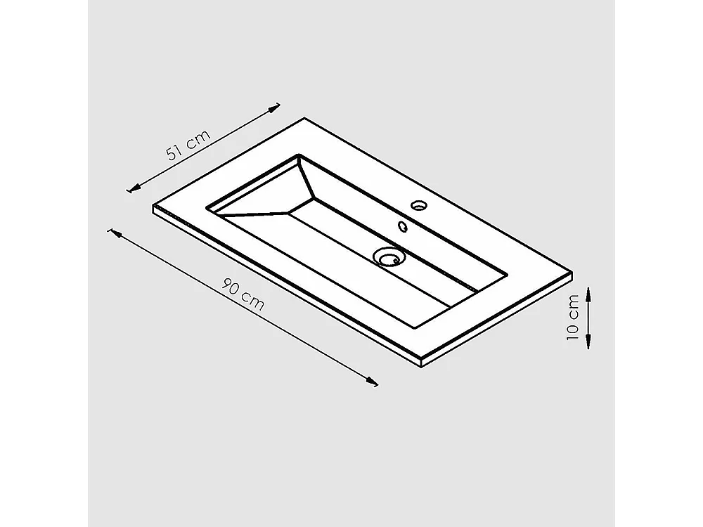 Meuble sous-vasque 90cm + vasque + miroir + éclairage MAIA / Décor Chêne clair grisé