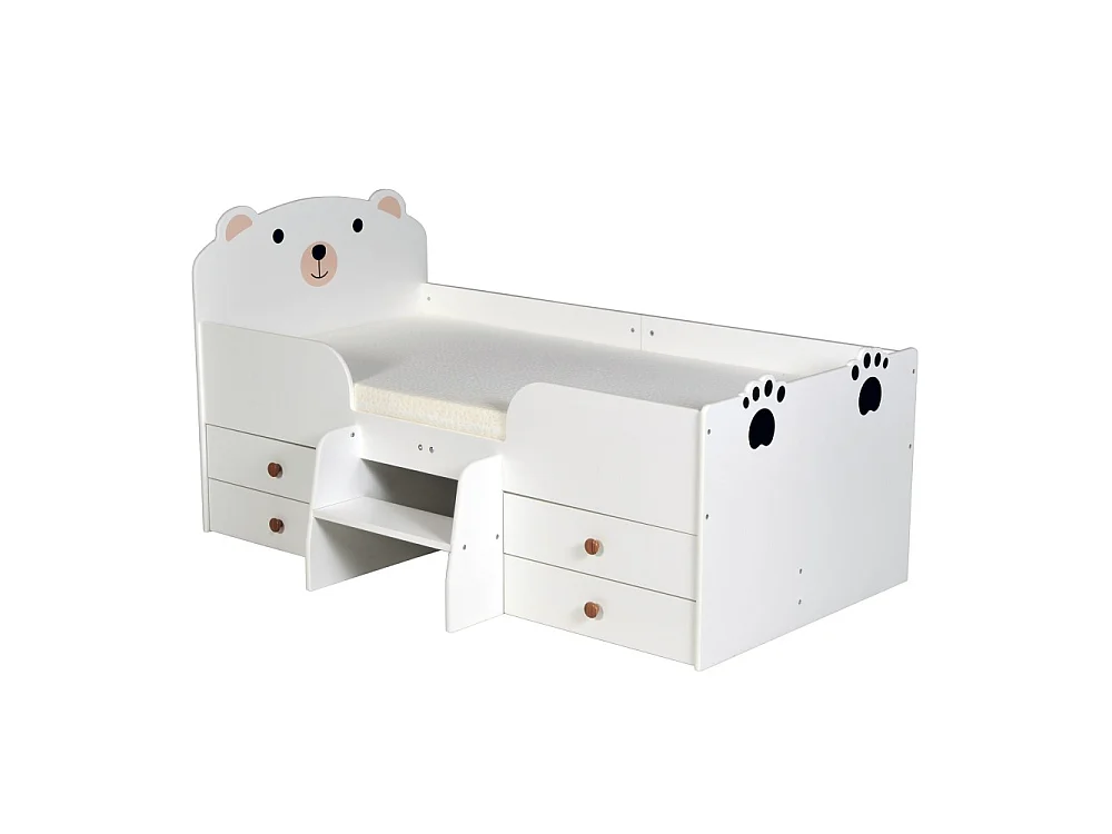 Lit 70x140 LILA avec 4 tiroirs et Matelas / Blanc