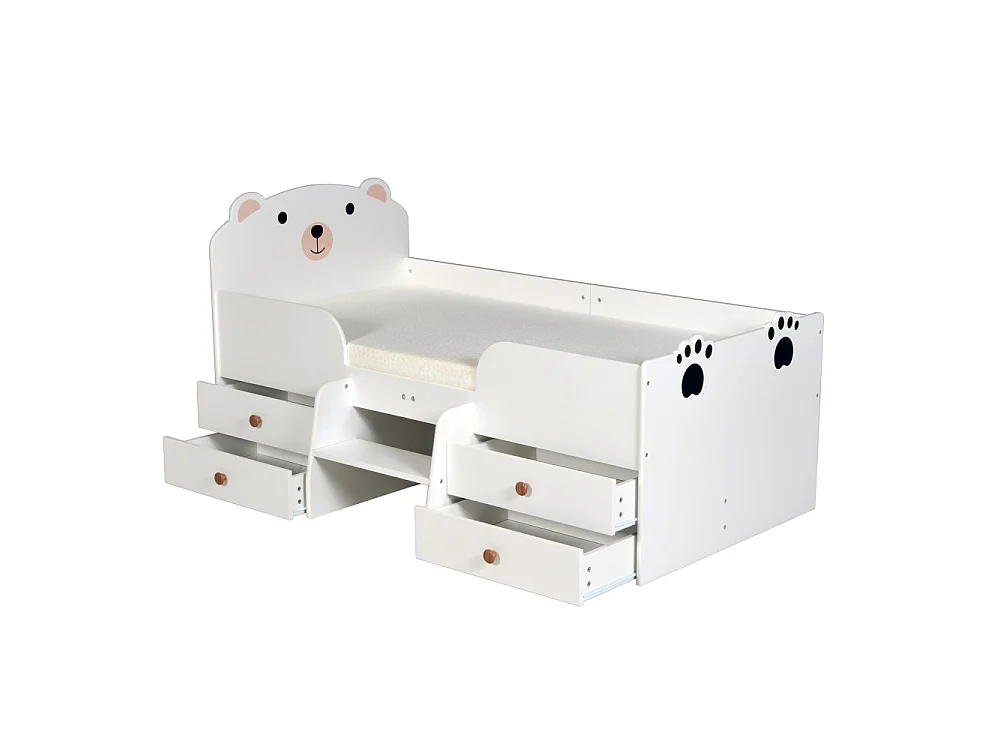 Lit 70x140 LILA avec 4 tiroirs et Matelas / Blanc