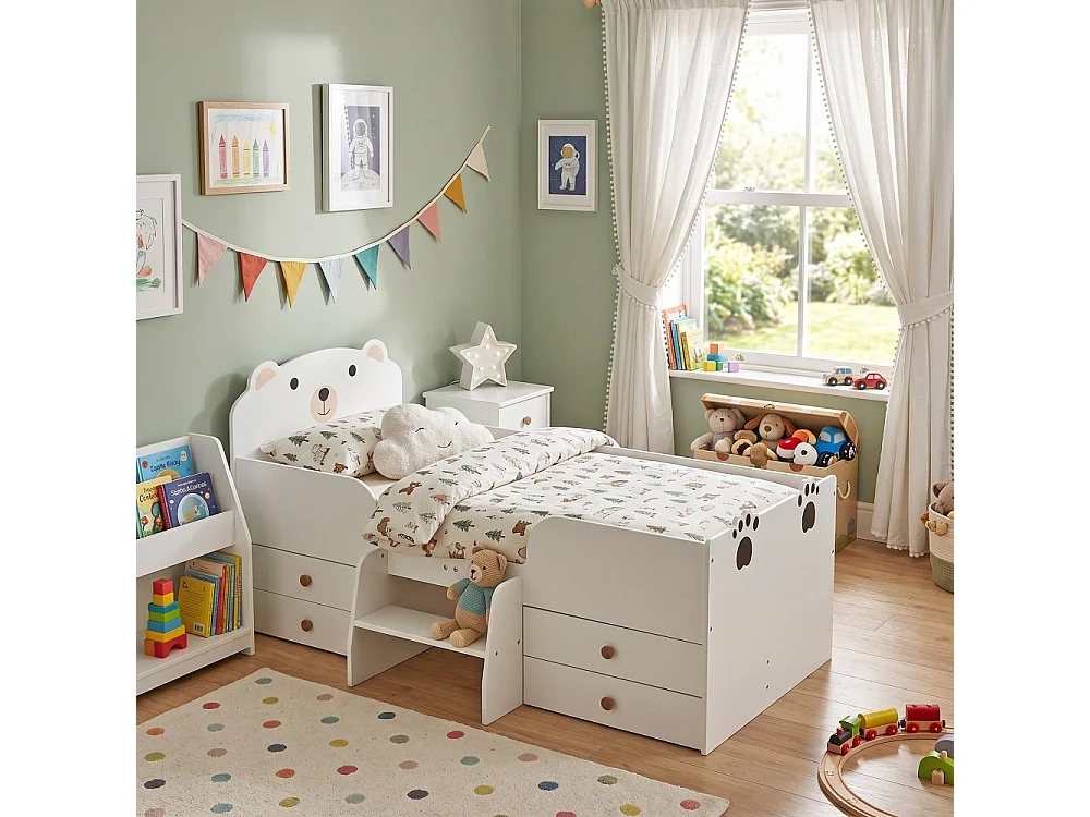 Lit 70x140 LILA avec 4 tiroirs et sommier / Blanc