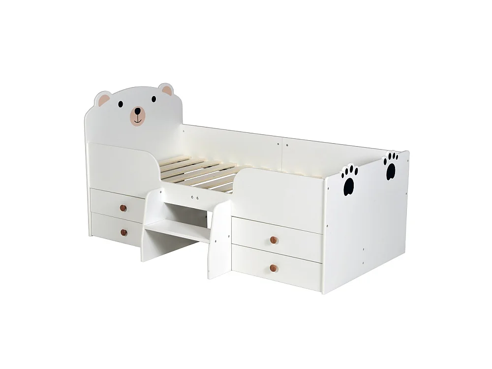 Lit 70x140 LILA avec 4 tiroirs et sommier / Blanc