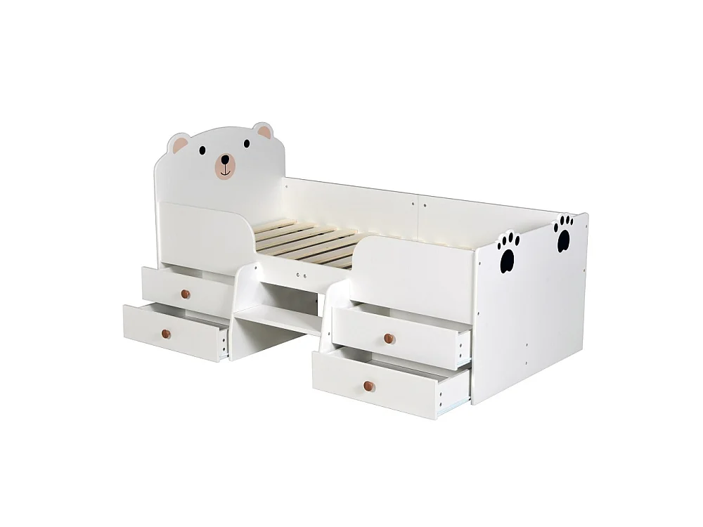 Lit 70x140 LILA avec 4 tiroirs et sommier / Blanc
