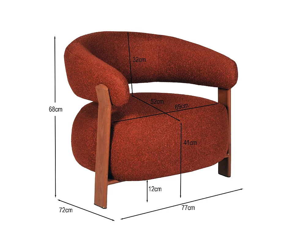 Fauteuil lounge BYRON, Terracotta