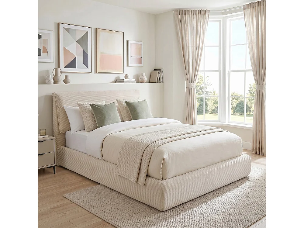 LIT COFFRE 140x190cm CORDOBA + 1 SOMMIER / BEIGE