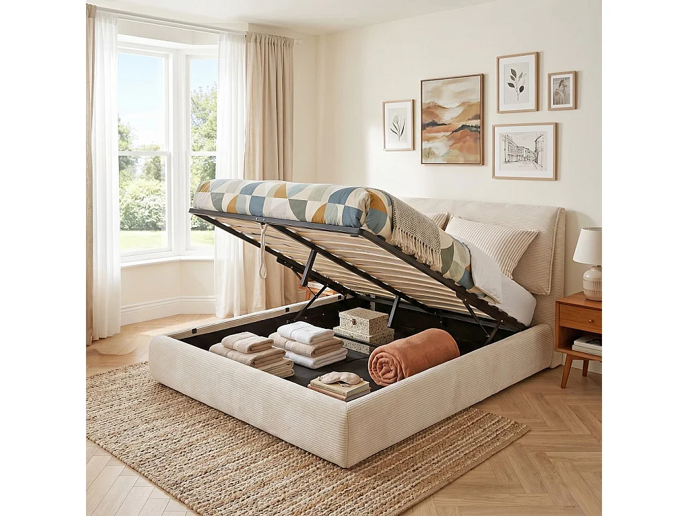 ENSEMBLE LIT COFFRE 140x190cm CORDOBA + 1 MATELAS CARLTON/ BEIGE