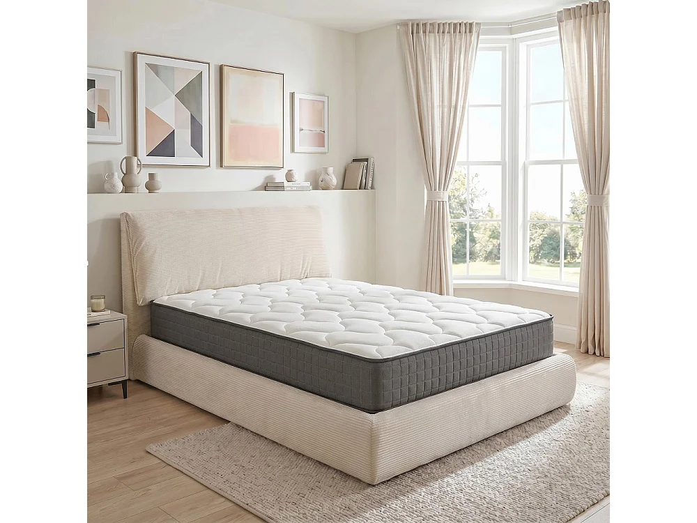 ENSEMBLE LIT COFFRE 140x190cm CORDOBA + 1 MATELAS CARLTON/ BEIGE