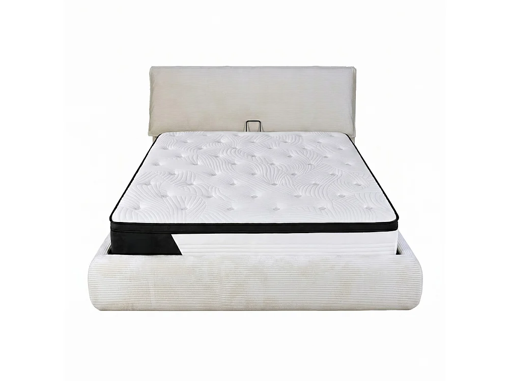 ENSEMBLE LIT COFFRE 140x190cm CORDOBA + 1 MATELAS OLITO CASSIE / BEIGE