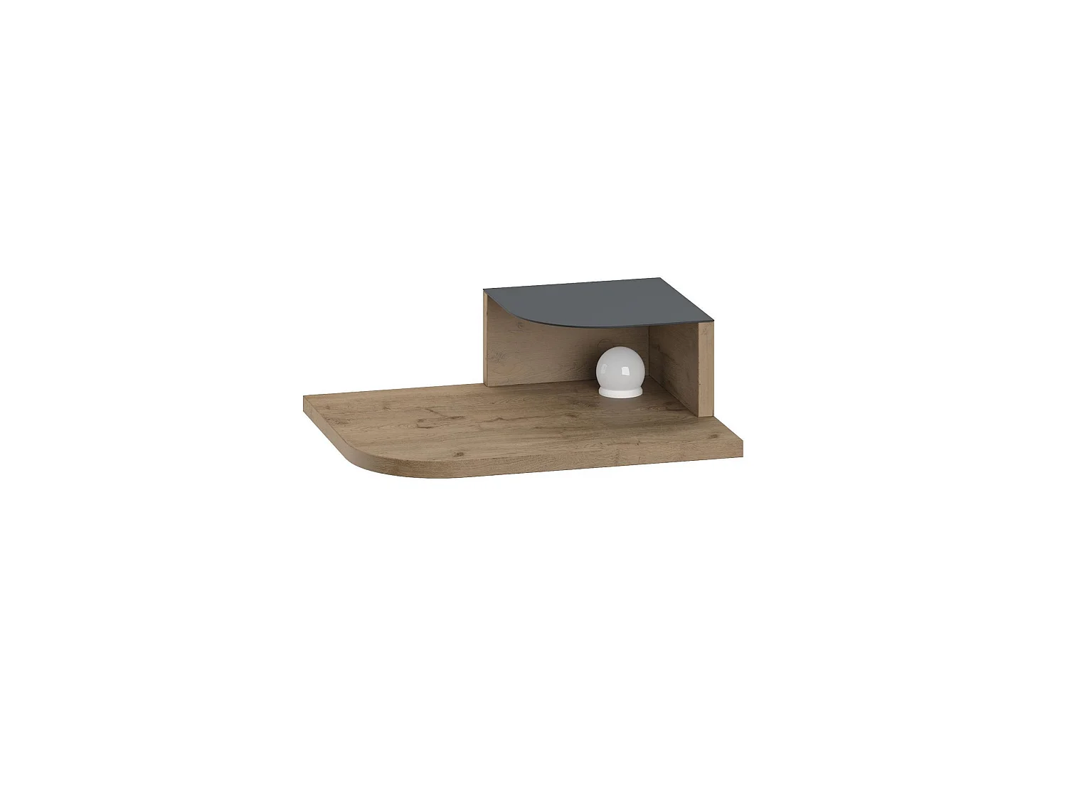 "Luno" Nattduksbord med Träboll - Brun, 40 x 30 x 16 cm, LED-belysning
