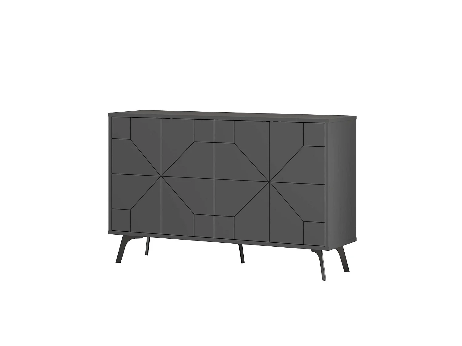"Dune" Trä Sideboard - Modern Design - Antracitgrå - 123 x 35 x 62 cm