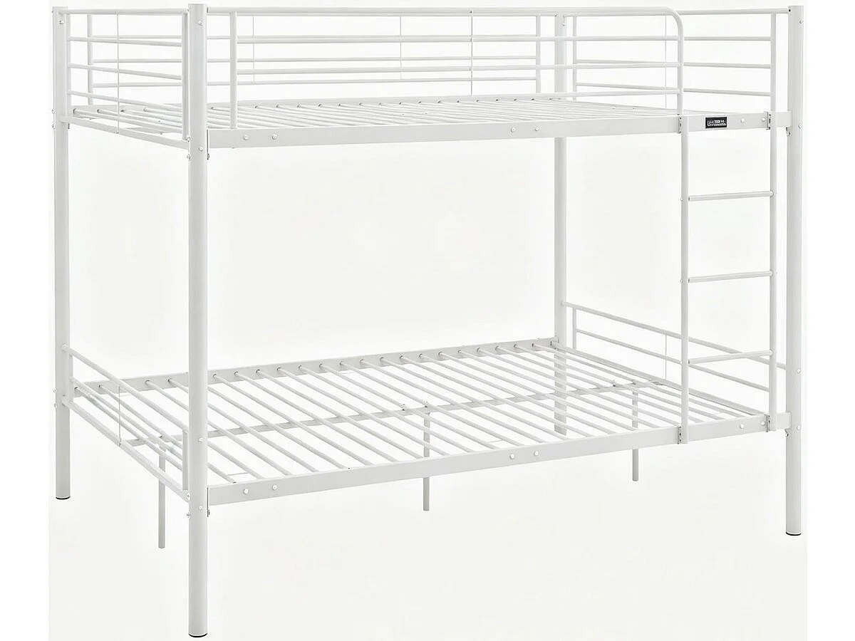 Lit double superposé avec sommier inclus "Adam" - 140 x 190 cm - Blanc