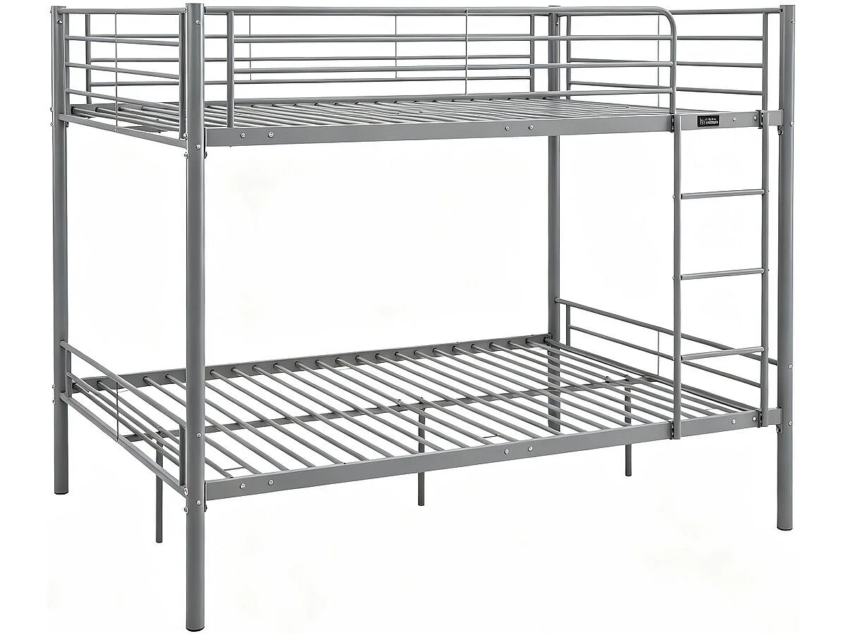 Våningssäng "Adam" med Inkluderad Sängbotten - 140 x 190 cm - Grå Metallram