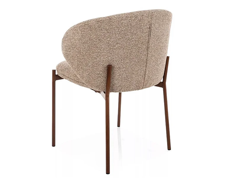Chaise en tissu chiné beige, structure en métal style bois Elora
