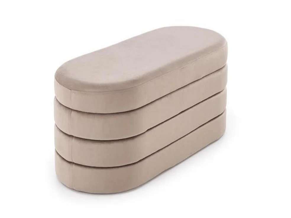 Banc couleur beige en velours avec coffre de rangement BENCH