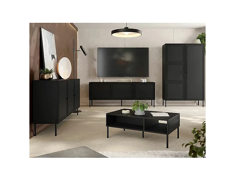 Armoire de salon noire 100 x 166 cm Pazol