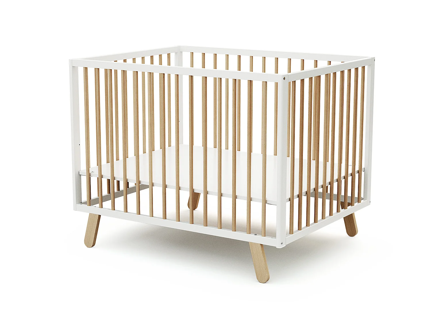 Houten Babybox PIRATE Wit en Beuken 80 x 100 cm