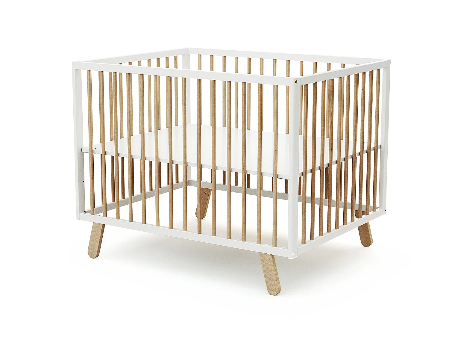 Houten Babybox PIRATE Wit en Beuken 80 x 100 cm