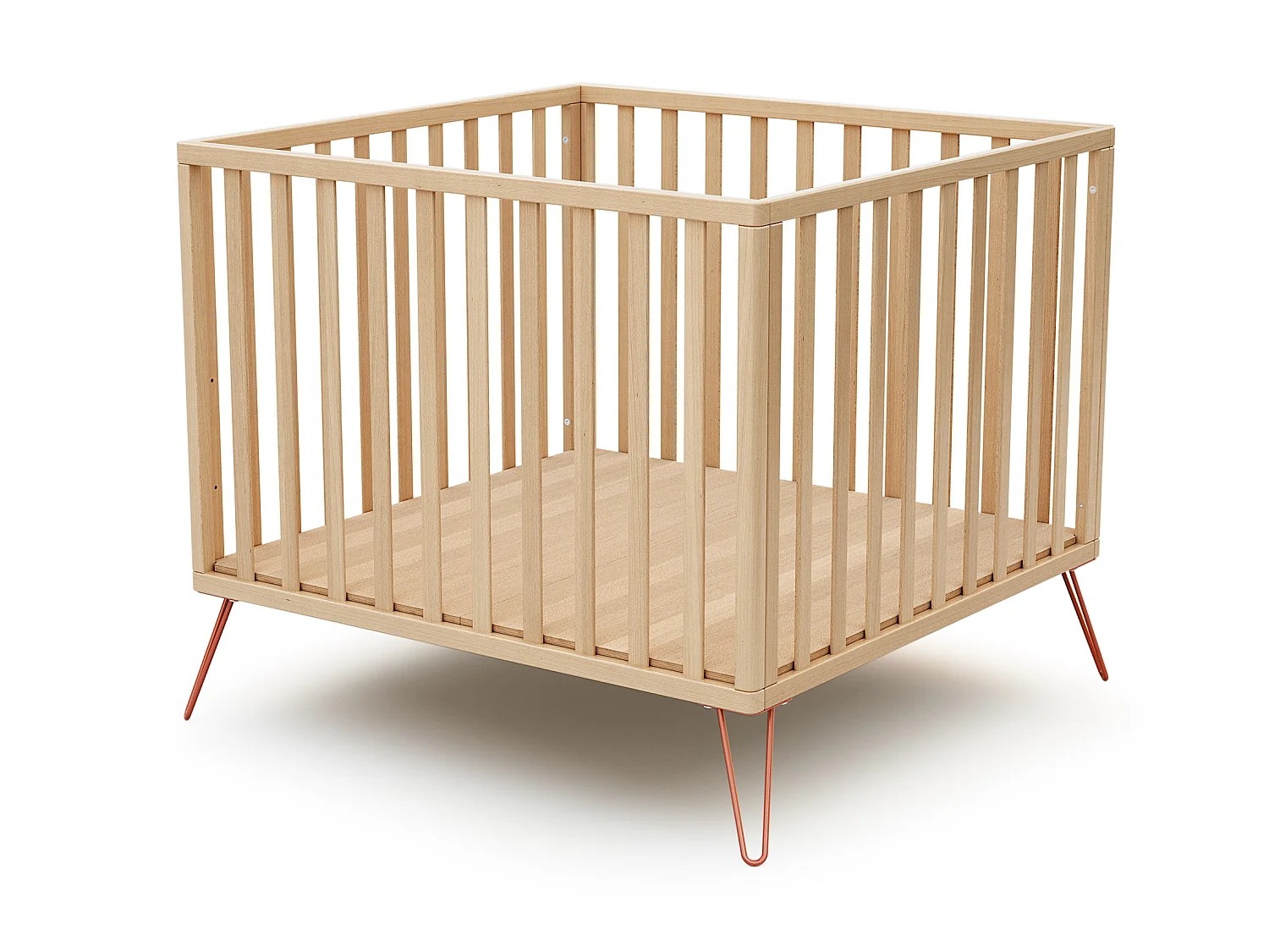 Parc bébé en bois ONLY Hêtre et Terracotta 100 x 100 cm