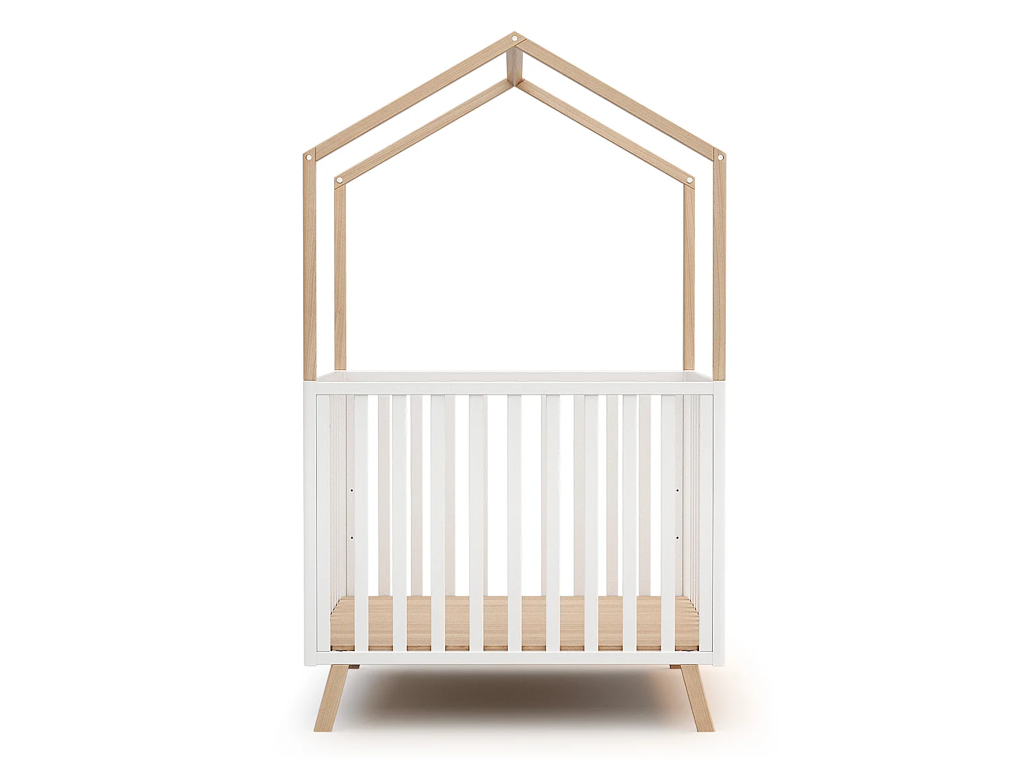 Omvormbare houten hut KASA in hout Wit en Beuken 100 x 100 cm