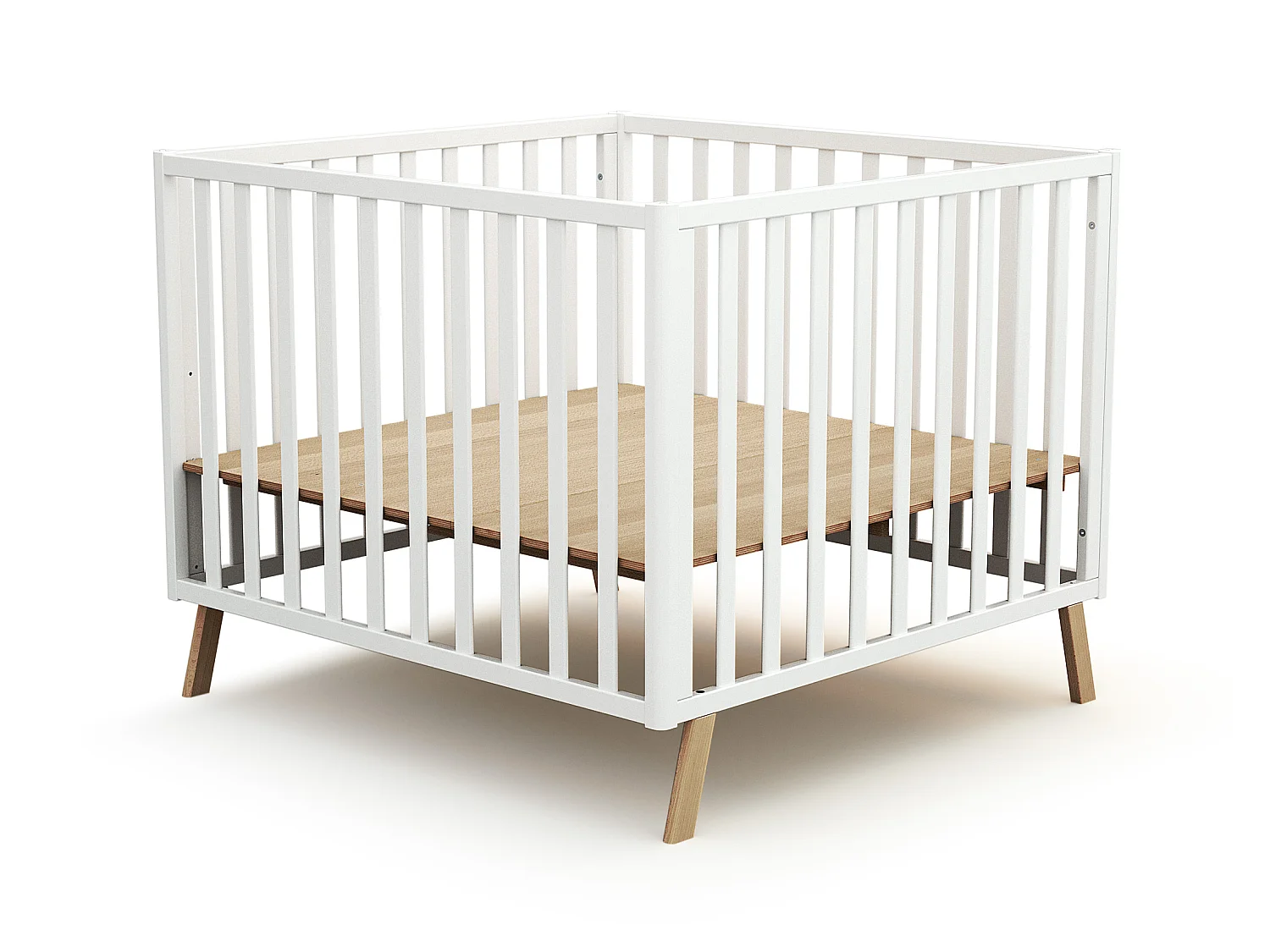 Omvormbare houten hut KASA in hout Wit en Beuken 100 x 100 cm