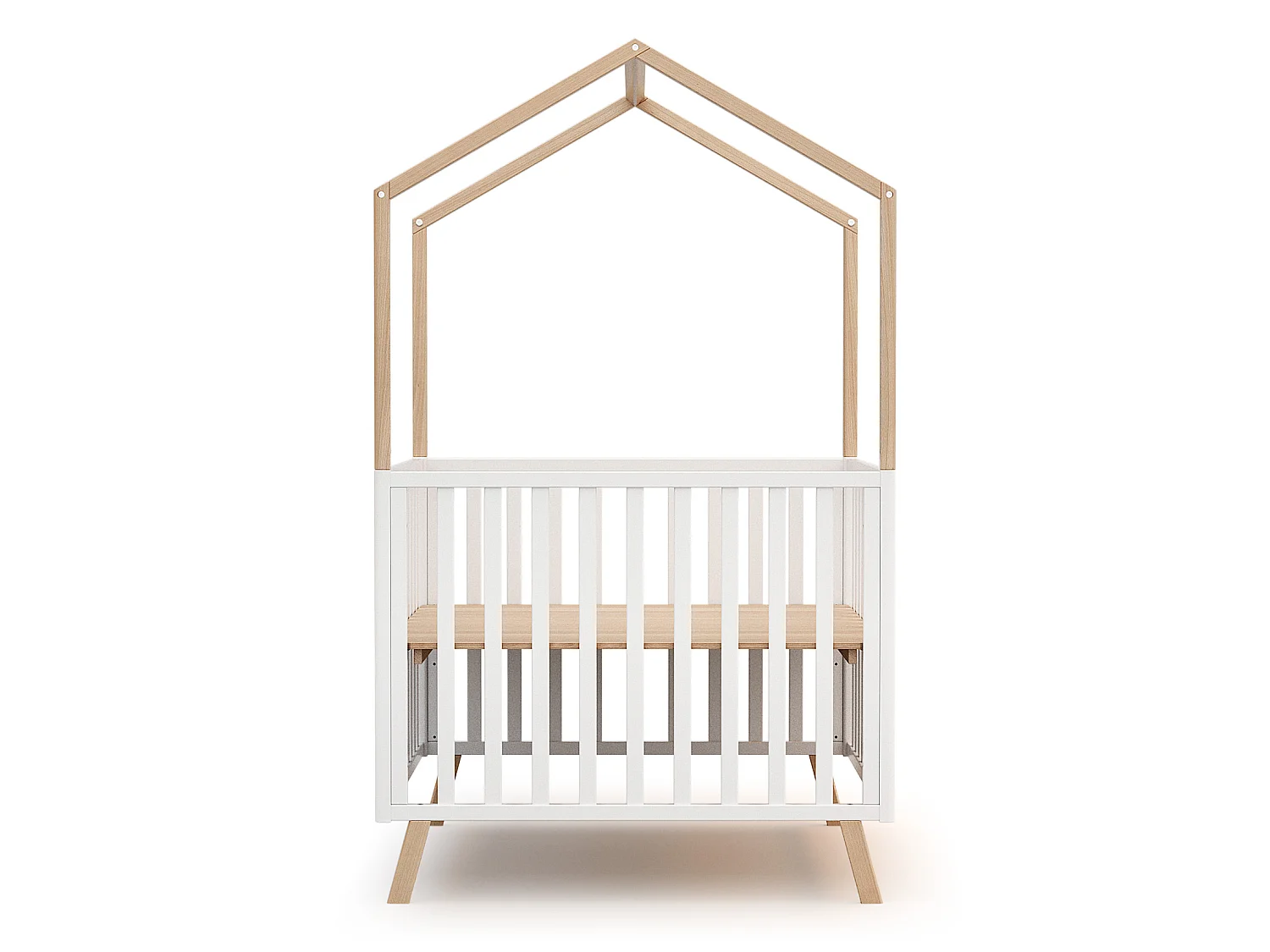 Omvormbare houten hut KASA in hout Wit en Beuken 100 x 100 cm