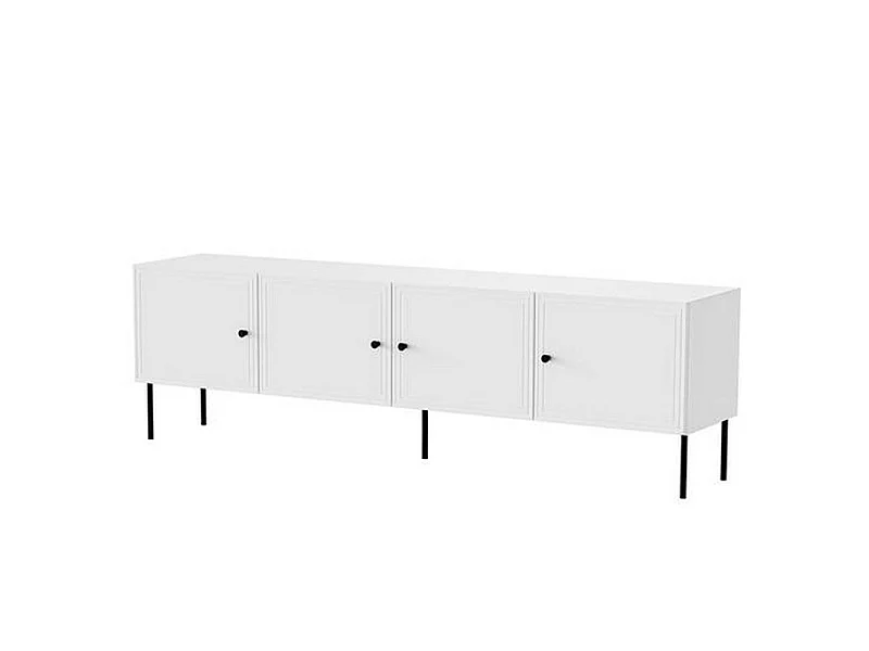 Meuble télé blanc 200 cm 4 portes Pazol