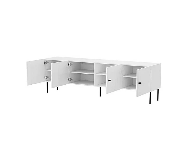 Meuble télé blanc 200 cm 4 portes Pazol