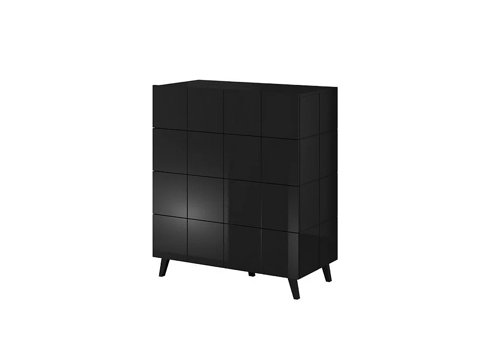 Commode design noir brillant + LED Flow - Sans LED
