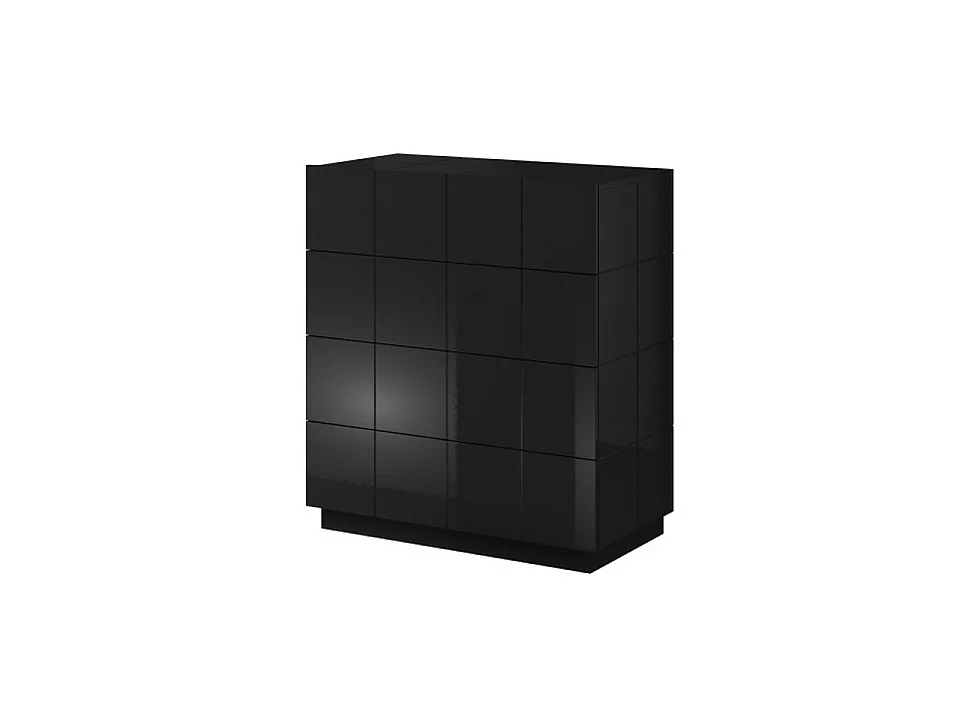 Commode design noir brillant + LED Flow - blanc