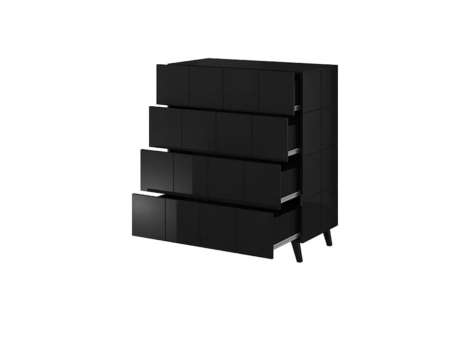 Commode design noir brillant + LED Flow - blanc