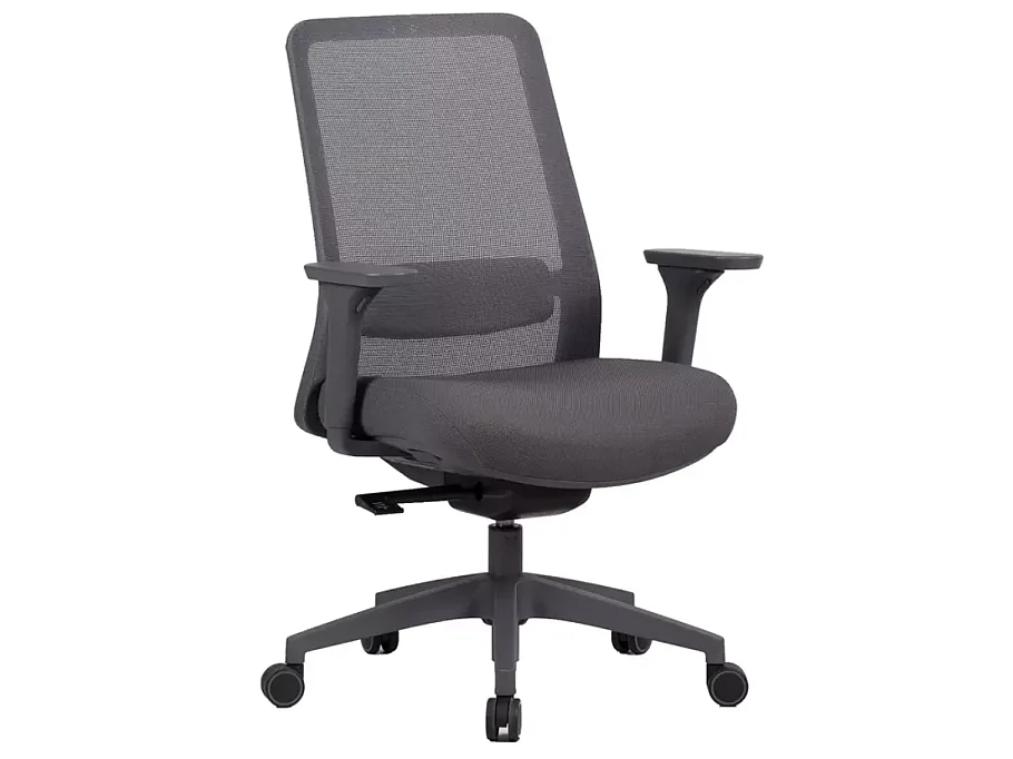 Chaise de bureau pivotante ergonomique mesh grise TILT multibloc accoudoirs 3D SALY