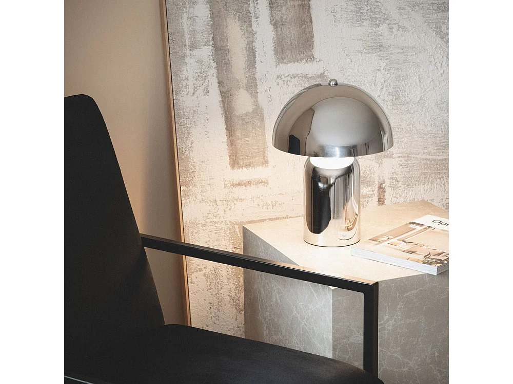 Arto - Lampe à poser champignon en métal - Chrome