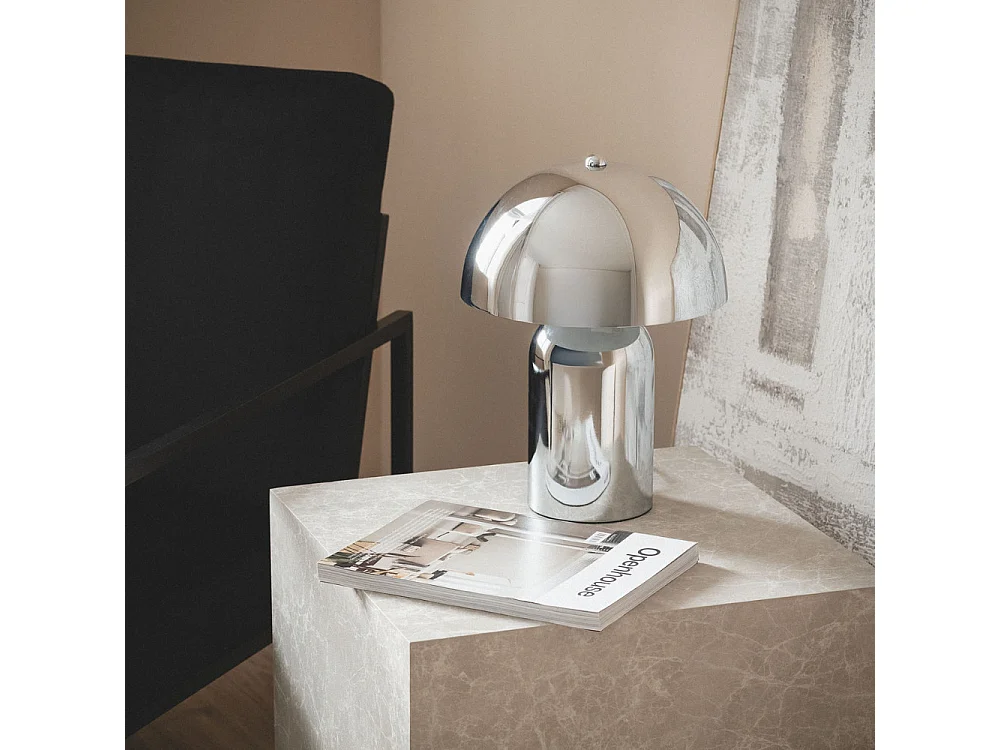 Arto - Lampe à poser champignon en métal - Chrome