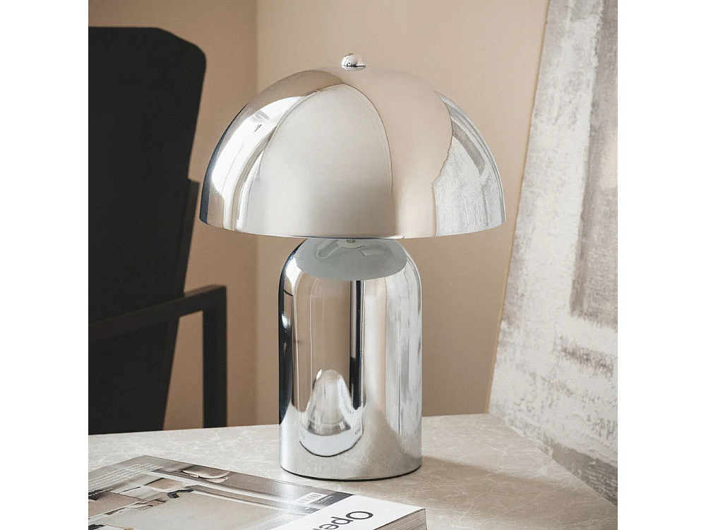 Arto - Lampe à poser champignon en métal - Chrome
