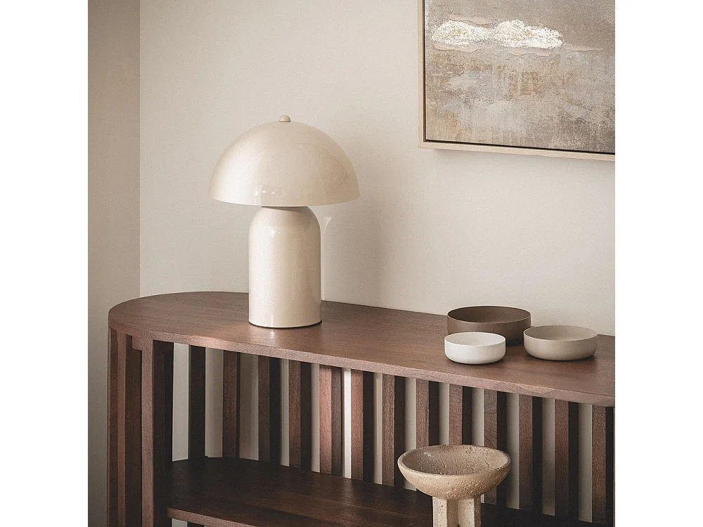 Arto - Lampe à poser champignon en métal - Beige