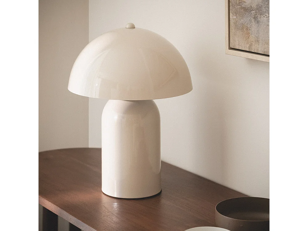 Arto - Lampe à poser champignon en métal - Beige