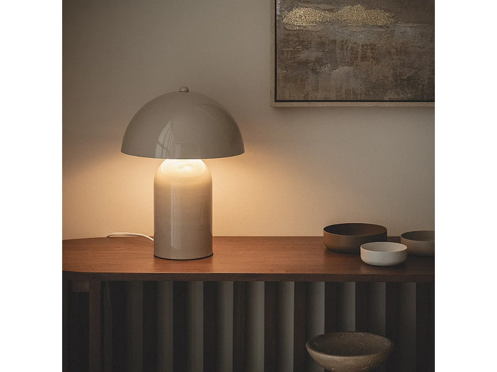 Arto - Lampe à poser champignon en métal - Beige